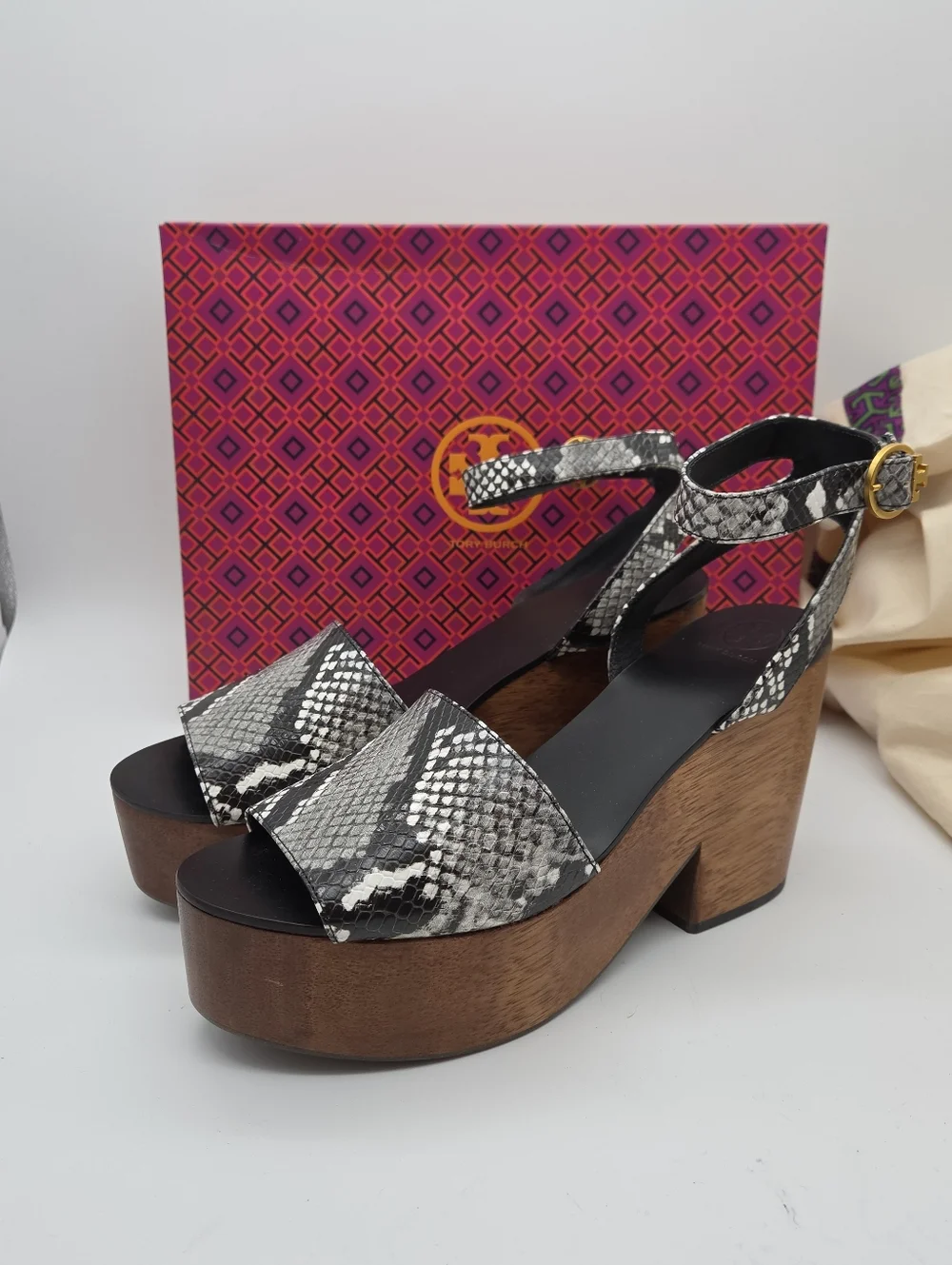 NEW‎ Tory Burch Camilla Platform Sandals in Diamond Roccia Print Size 10